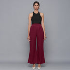 Wine Warm Cotton Corduroy Elasticated Bootcut Pant