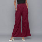 Wine Warm Cotton Corduroy Elasticated Bootcut Pant