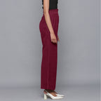 Wine Warm Cotton Corduroy Elasticated Bootcut Pant
