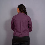 Wine Warm Cotton Flannel Button-Down Shacket