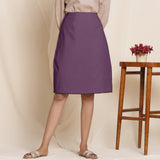 Front View of a Model wearing Wine Warm Cotton Flannel Knee-Length Pencil Skirt