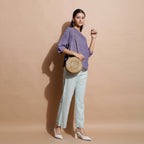 Wisteria Cotton Linen Split-Neck Tunic Top