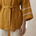Yellow Cotton Flax Kyoto Kimono Sleeve Wrap Top