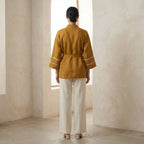Yellow Cotton Flax Kyoto Kimono Sleeve Wrap Top