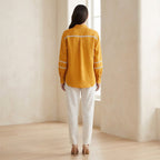 Yellow Cotton Flax Relaxed Full Sleeve Button-Down Shirt