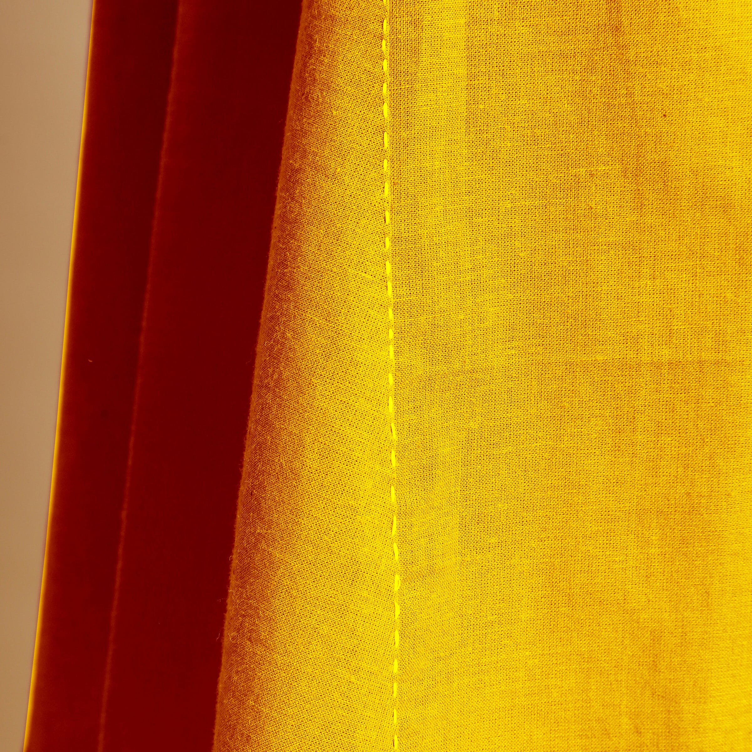Yellow Cotton Poplin Hand Embroidered Knee-Length Godet Dress