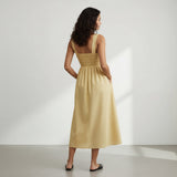 Yellow Handspun Cotton Fit and Flare Midi Dress