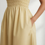 Yellow Handspun Cotton Fit and Flare Midi Dress