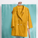 Yellow Cotton Flax Welt Pocket Coat
