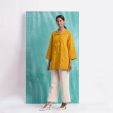 Yellow Cotton Flax Welt Pocket Coat