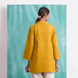 Yellow Cotton Flax Welt Pocket Coat