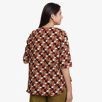 Back View of a Model wearing 3-Side Bagru Button-Down Shirt