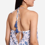 Back Detail of a Model wearing 3-Way Sanganeri Block Print Skirt Dress