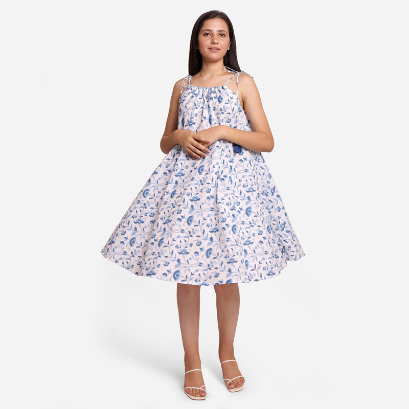 Front View of a Model wearing 3-Way Sanganeri Block Print Skirt Dress