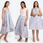 Front View of a Model wearing 3-Way Sanganeri Block Print Skirt Dress