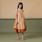 Front View of a Model wearing 6-Way Convertible Rust Sandstone Tie Dye Skirt Dress