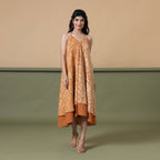 Front View of a Model wearing 6-Way Convertible Rust Sandstone Tie Dye Skirt Dress