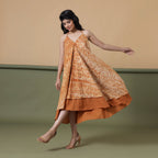 Front View of a Model wearing 6-Way Convertible Rust Sandstone Tie Dye Skirt Dress