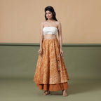 Front View of a Model wearing 6-Way Convertible Rust Sandstone Tie Dye Skirt Dress