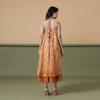 Back View of a Model wearing 6-Way Convertible Rust Sandstone Tie Dye Skirt Dress