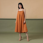 Front View of a Model wearing 6-Way Convertible Rust Sandstone Tie Dye Skirt Dress