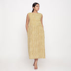 Front View of a Model wearing Bagru Block Print Sleeveless Maxi Dress
