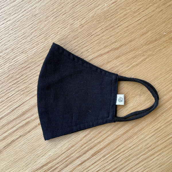 Black Cotton Flax Face Mask