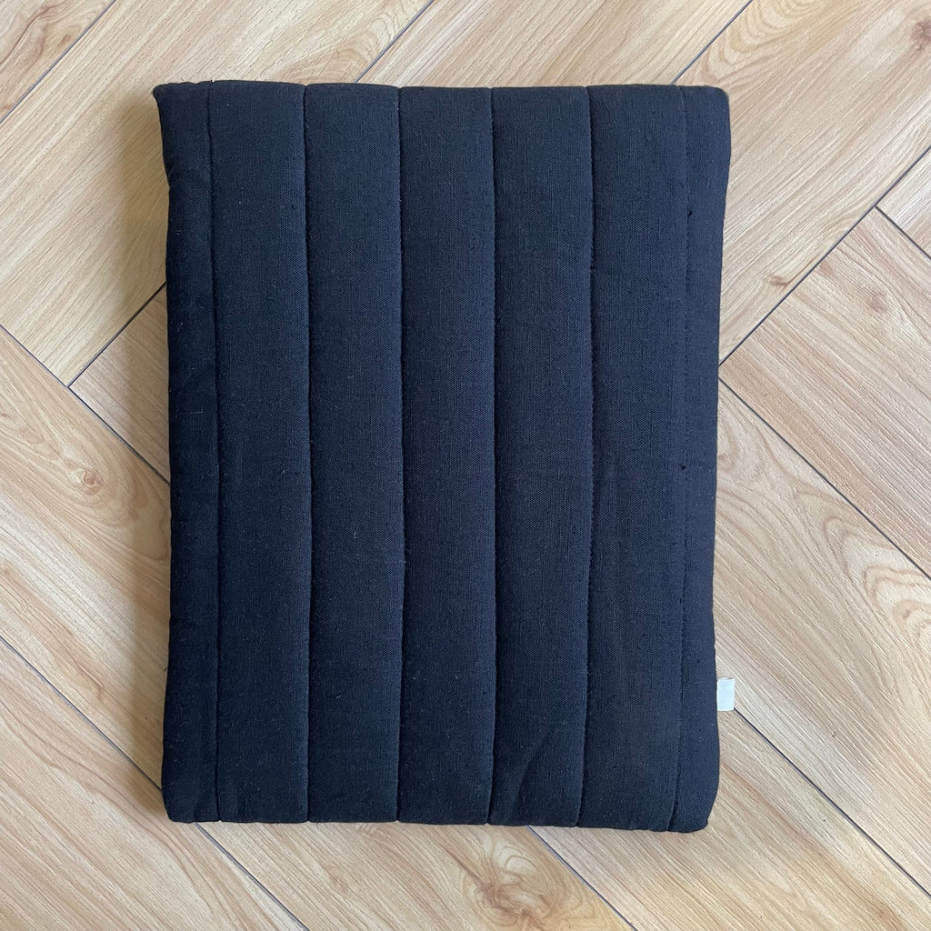 Black Cotton Flax Quilted Laptop Sleeve