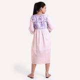 Back View of a Model wearing Block Printed Cotton Flared Dress