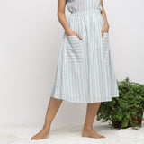 Front View of a Model wearing Sky Blue Handspun Cotton Gathered Skirt