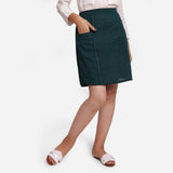 Front View of a Model wearing Bottle Green Comfort-Fit Pencil Skirt