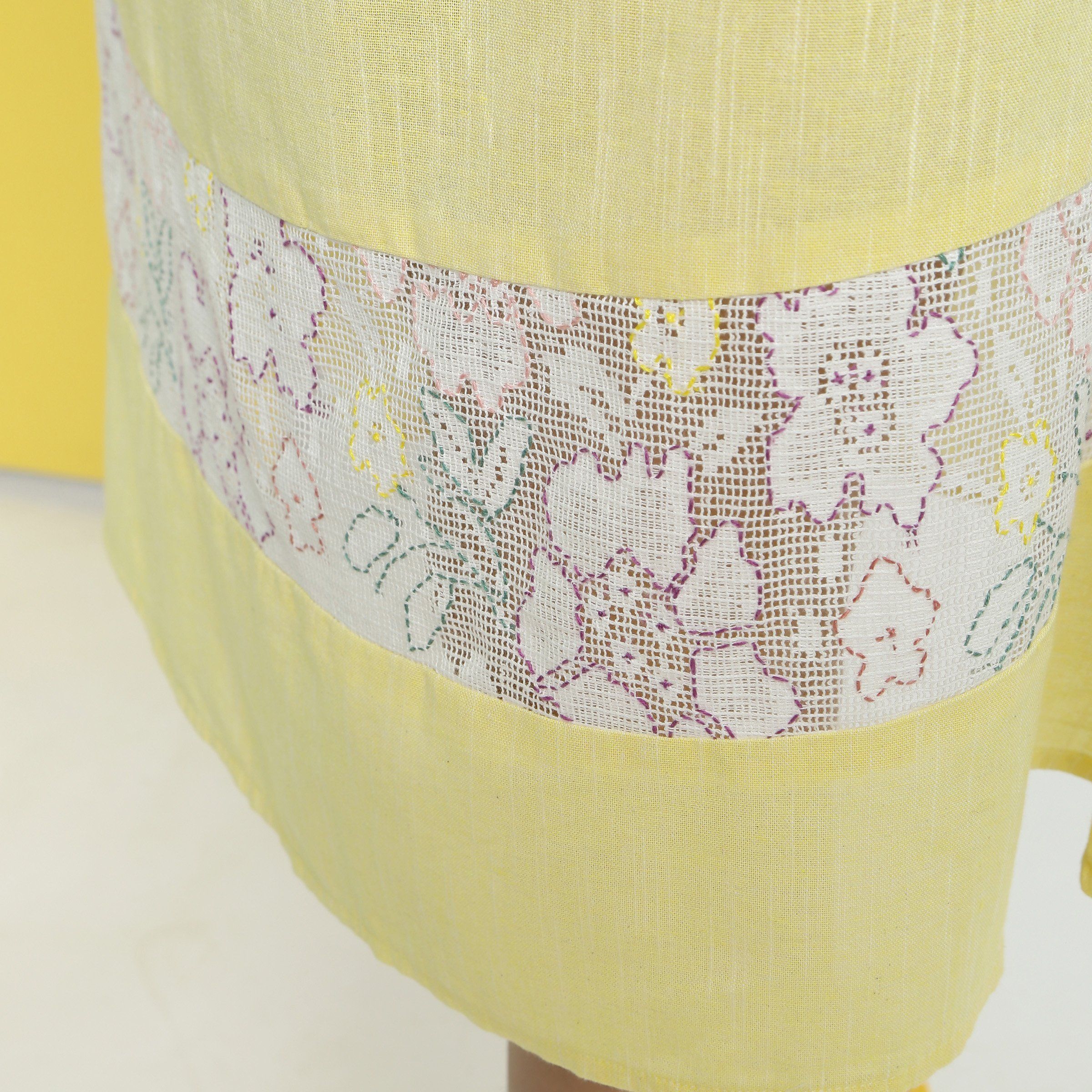 Close View of a Model wearing Hand Embroidered Cotton A-Line Skirt