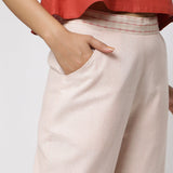 Right Detail of a Model wearing Vegetable Dyed Wide Legged Culottes