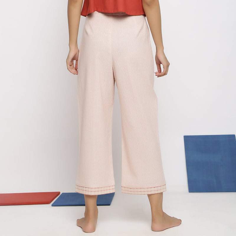Back View of a Model wearing Vegetable Dyed Wide Legged Culottes