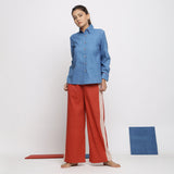 Front View of a Model wearing Brick Red Vegetable Dyed Wide Legged Pant