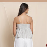 Back View of a Model wearing Cloudy Grey Striped Cami Top