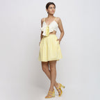 Front View of a Model wearing Comfy Reversible Tube Top and A-Line Skirt Set
