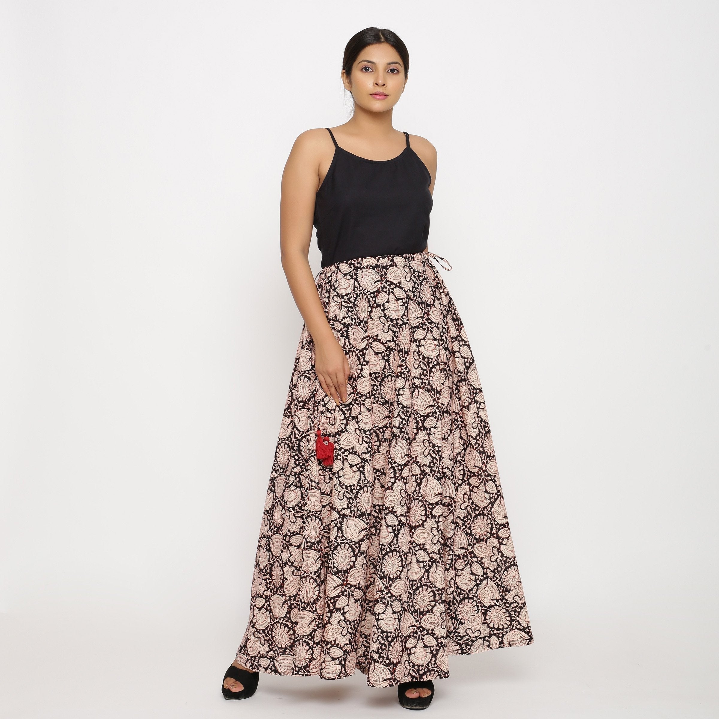 Front View of a Model wearing Convertible 3-Way Beige Skirt Dress