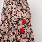 Close View of a Model wearing Convertible 3-Way Beige Skirt Dress