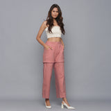 Front View of a Model wearing Pink Flannel Convertible Pant Shorts