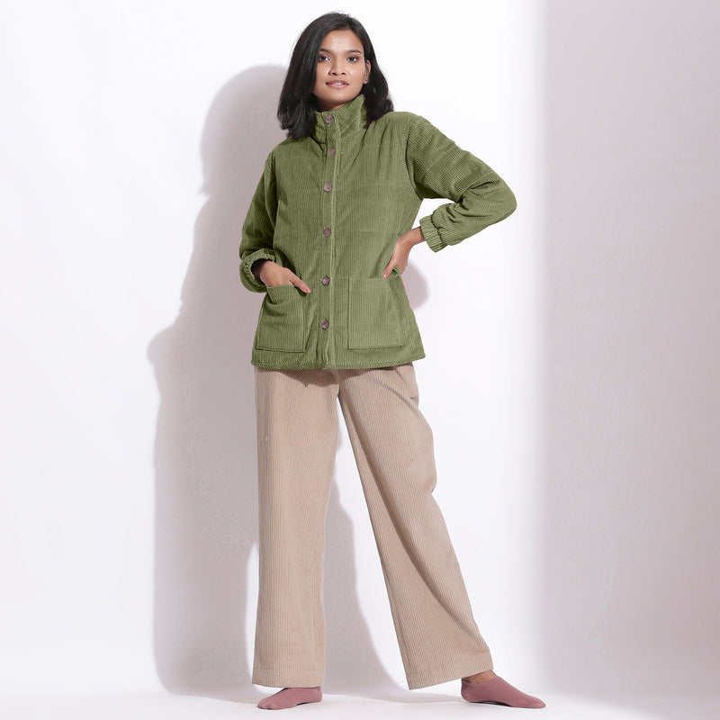 Front View of a Model wearing Cotton Corduroy 3-Piece Set