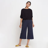 Cotton Flax Black Balloon Top and Culottes Set