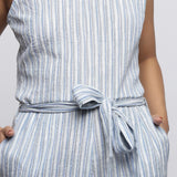 Front Detail of a Model wearing Crinkled Cotton Straight Fit Jumpsuit