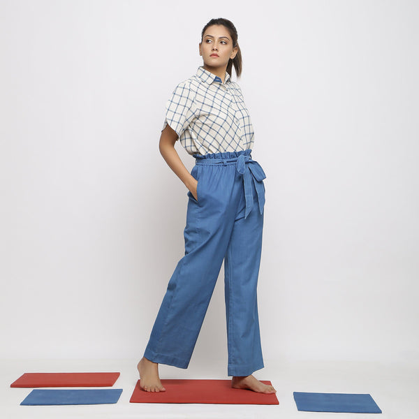 Right View of a Model wearing Handspun Vegetable Dyed Shirt and Pant Set