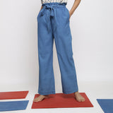 Front View of a Model wearing Vegetable Dyed Wide Legged Paperbag Pant
