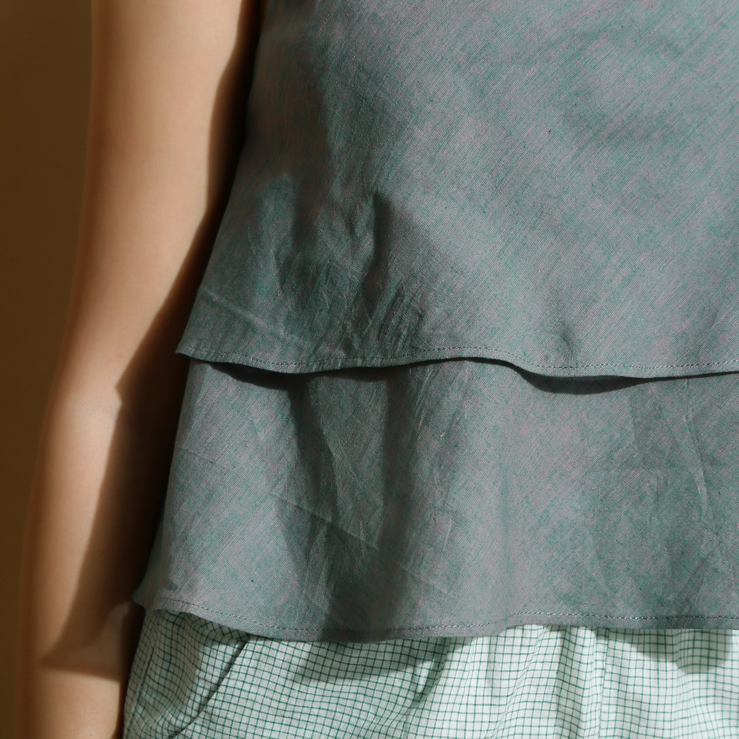 Dark Green Handspun Cotton Flared Camisole Top