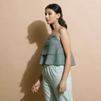 Dark Green Handspun Cotton Flared Camisole Top