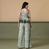 Back View of a Model wearing Fern Green Shibori Camisole Top and Pant Set