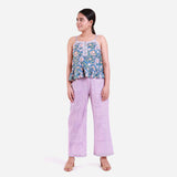 Front View of a Model wearing Floral Cotton Frilled Camisole Top