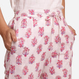 Front Detail of a Model wearing Fuchsia Block Printed Straight Pant